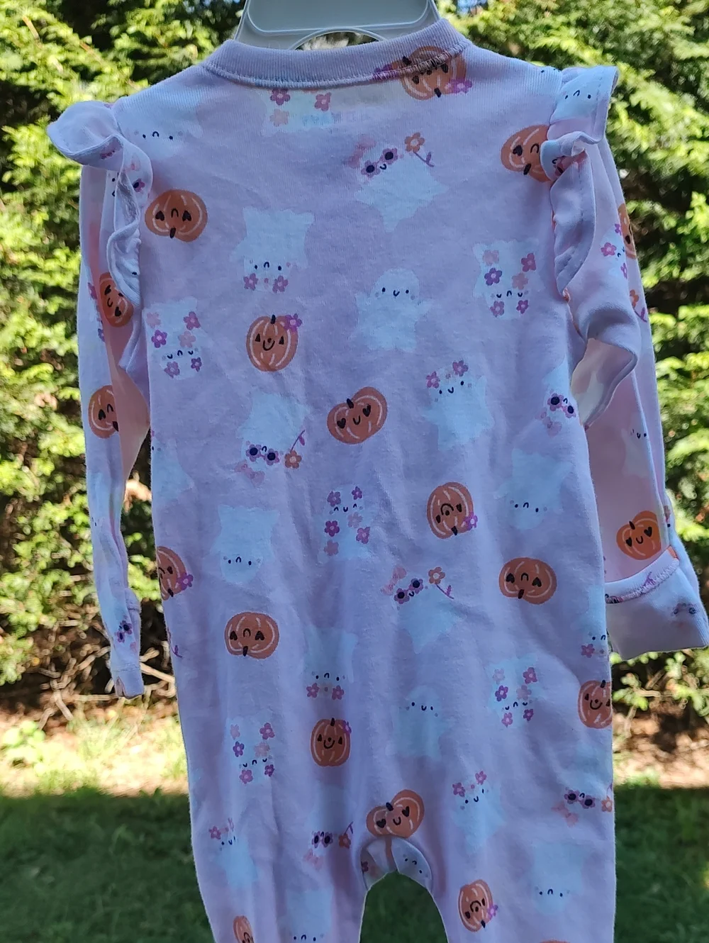 Old Navy Pink Pumpkin & Ghost Ruffle-Footed One-Piece 6-9M